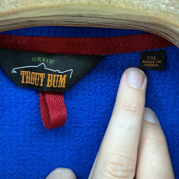 Orvis Trout Bum Fleece Blue Red Full Zipper Size XXL Outdoor Hiking Athletic - Picture 6 of 14